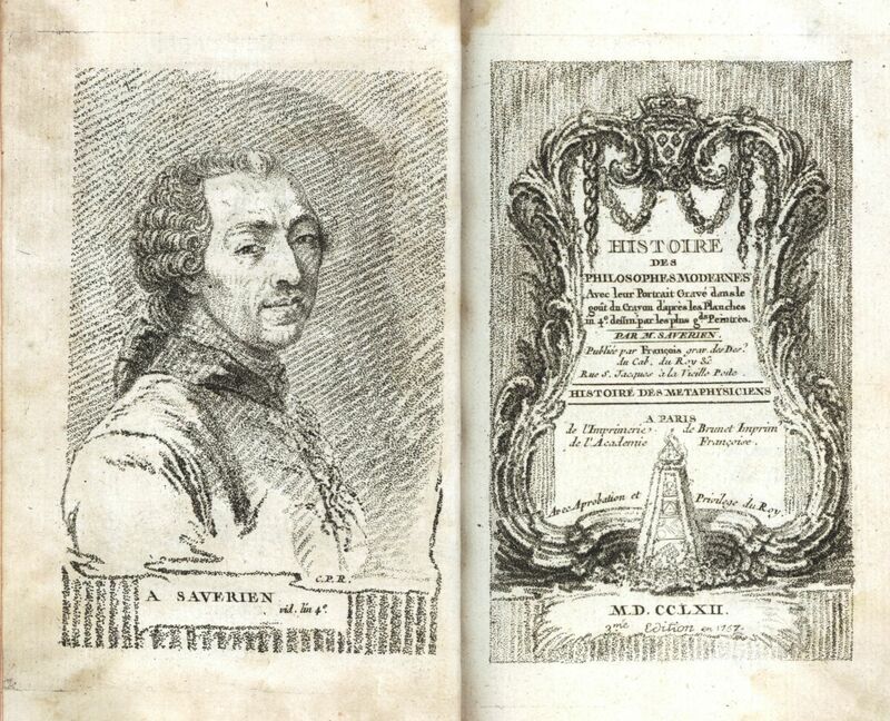 Histoire des philosophes modernes: avec leur portrait gravé dans le goût du crayon d'après les planches in 4º dessin. par les plus gds. peintres, publiee par Francois graveur des desseins du cabinet du Roy